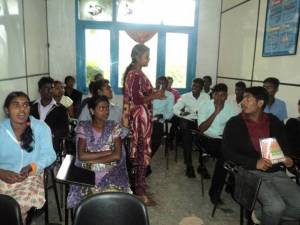 Estate workers in the classroom